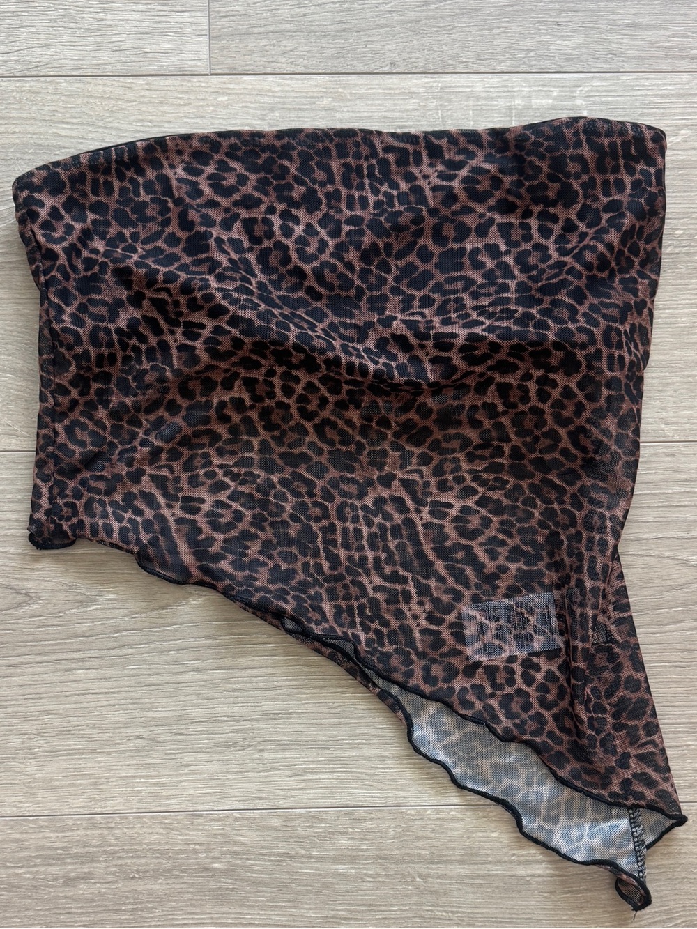 Edikted Leopard Mesh Scarf Top - Brown & Black